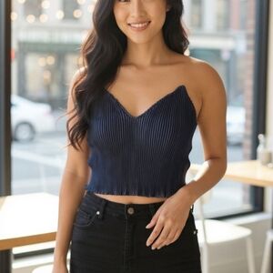 MISSGUIDED Black Pleated Women's Top